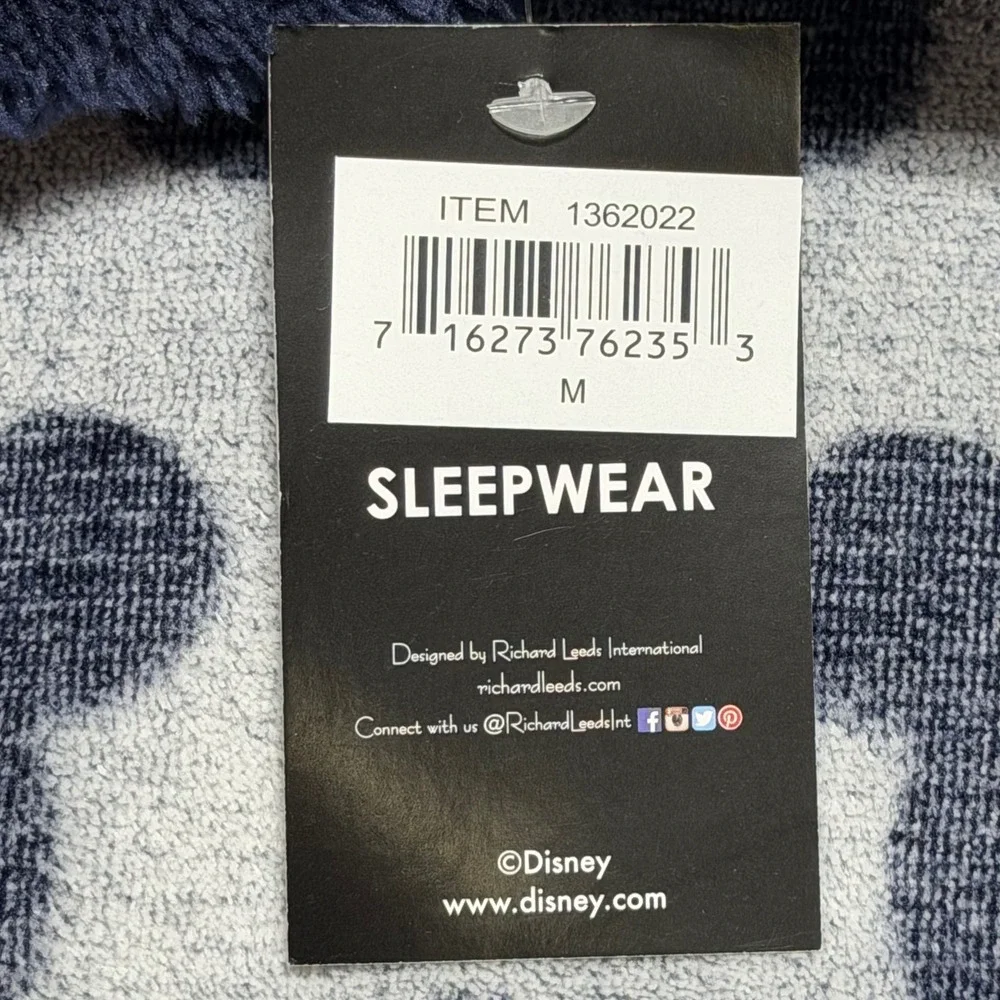 New‎ Disney Mickey Mouse Women Gray Navy Fleece Sleep Hoodie Nightgown Size M